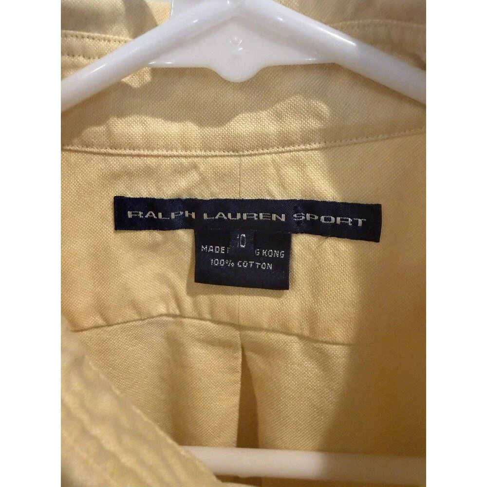 Ralph Lauren Sport Boys Size 10 Yellow Oxford Shirt Long Sleeve Pony Cotton
